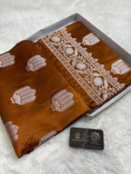 Regal Bronze Premium Mashru Katan Silk Banarasi Saree - All Over Motifs
