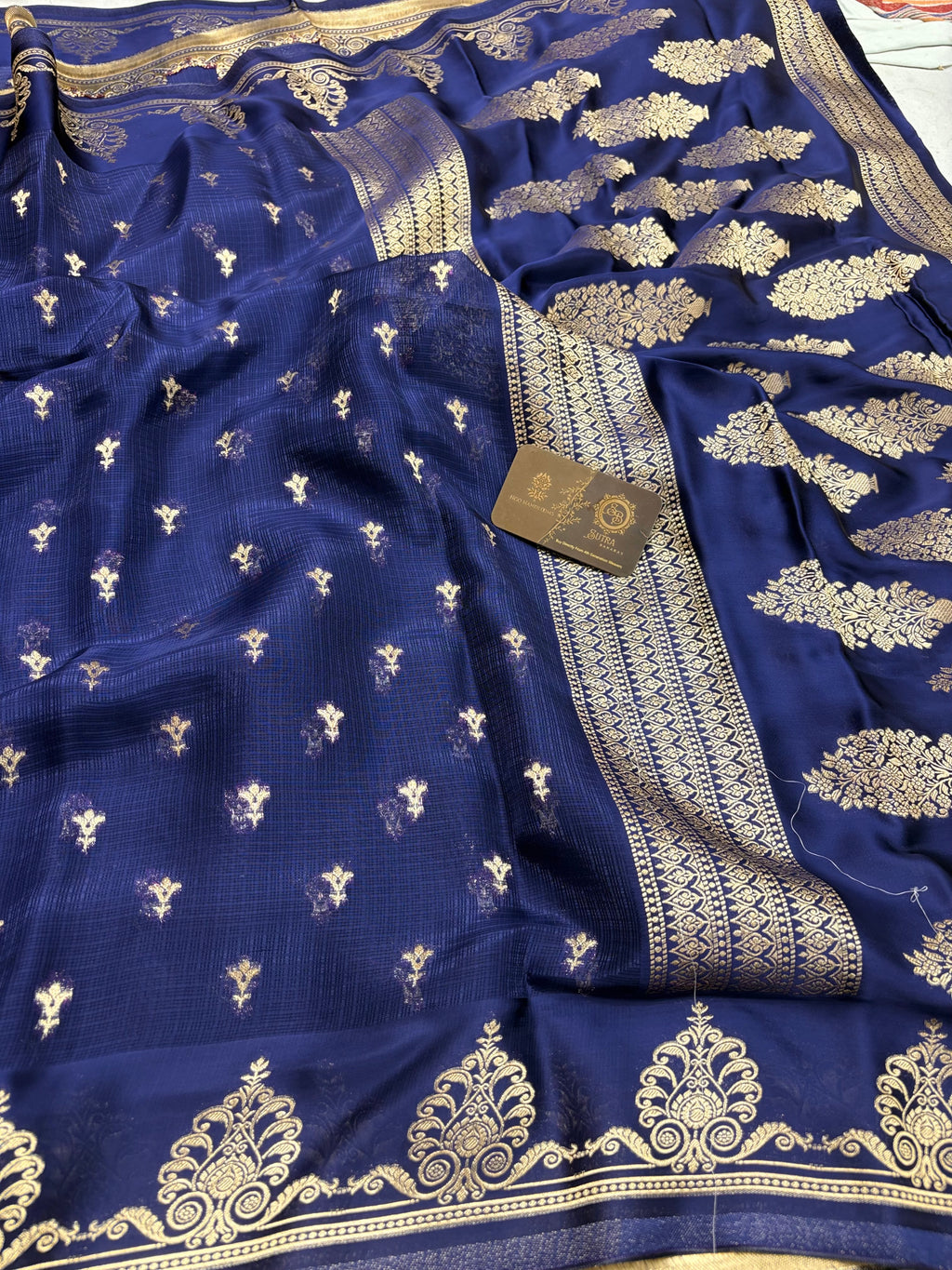 Premium Mashru Crepe Banarasi Saree - All Over Motifs