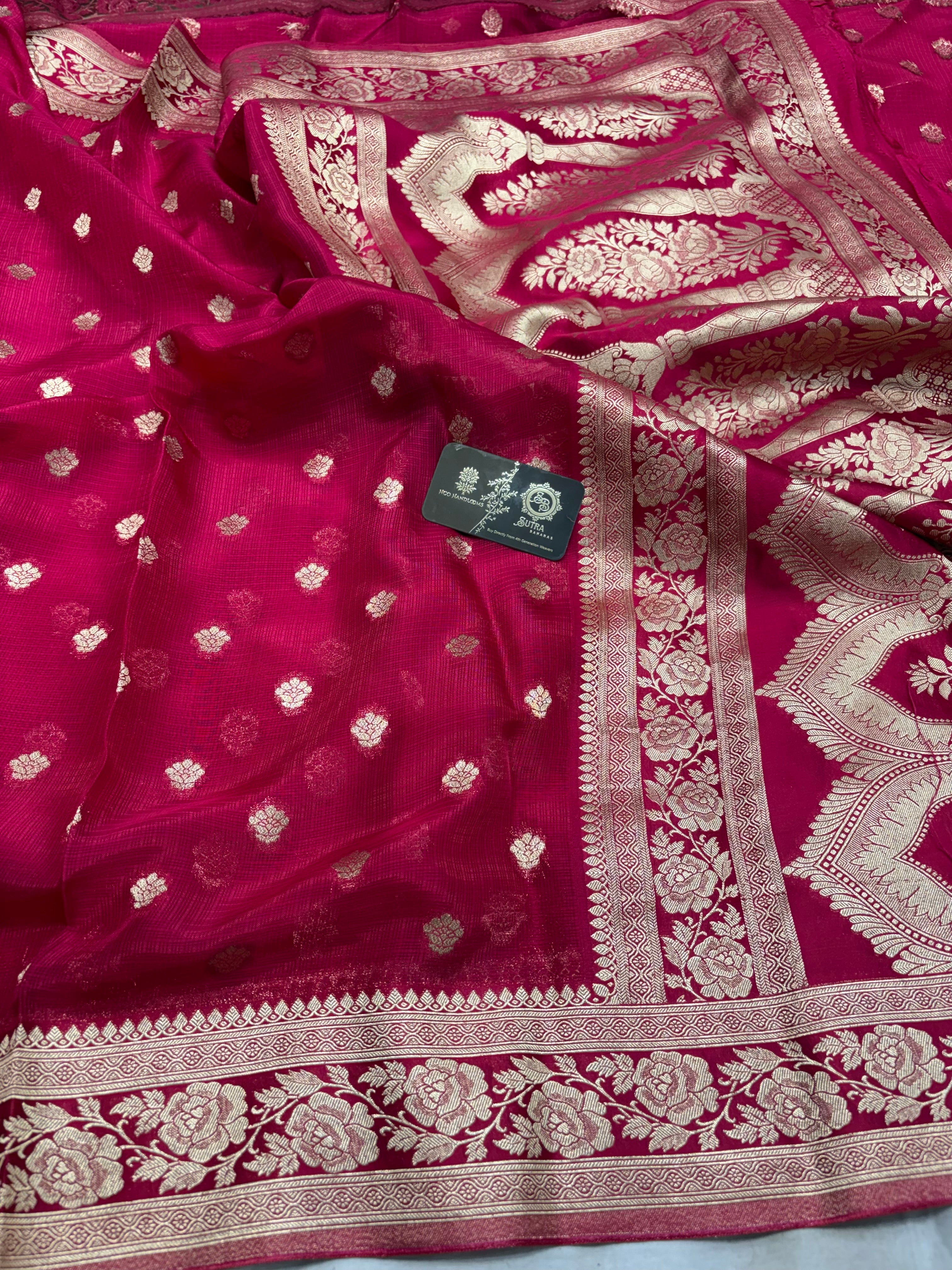 Premium Mashru Crepe Banarasi Saree - All Over Motifs