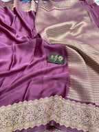 Premium Mashru Crepe Silk Banarasi Saree - All Over Plain Body