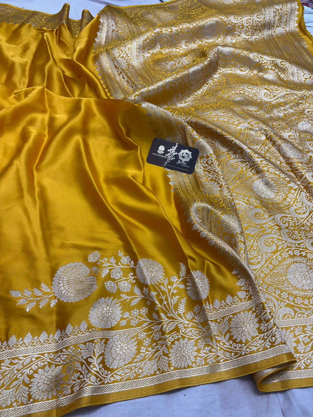 Premium Mashru Crepe Silk Banarasi Saree - All Over Plain Body