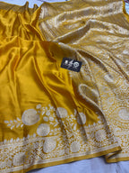 Premium Mashru Crepe Silk Banarasi Saree - All Over Plain Body