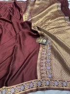 Premium Mashru Crepe Silk Banarasi Saree - All Over Plain Body