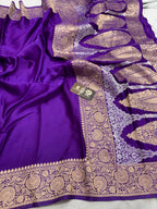Premium Mashru Crepe Silk Banarasi Saree - All Over Plain Body