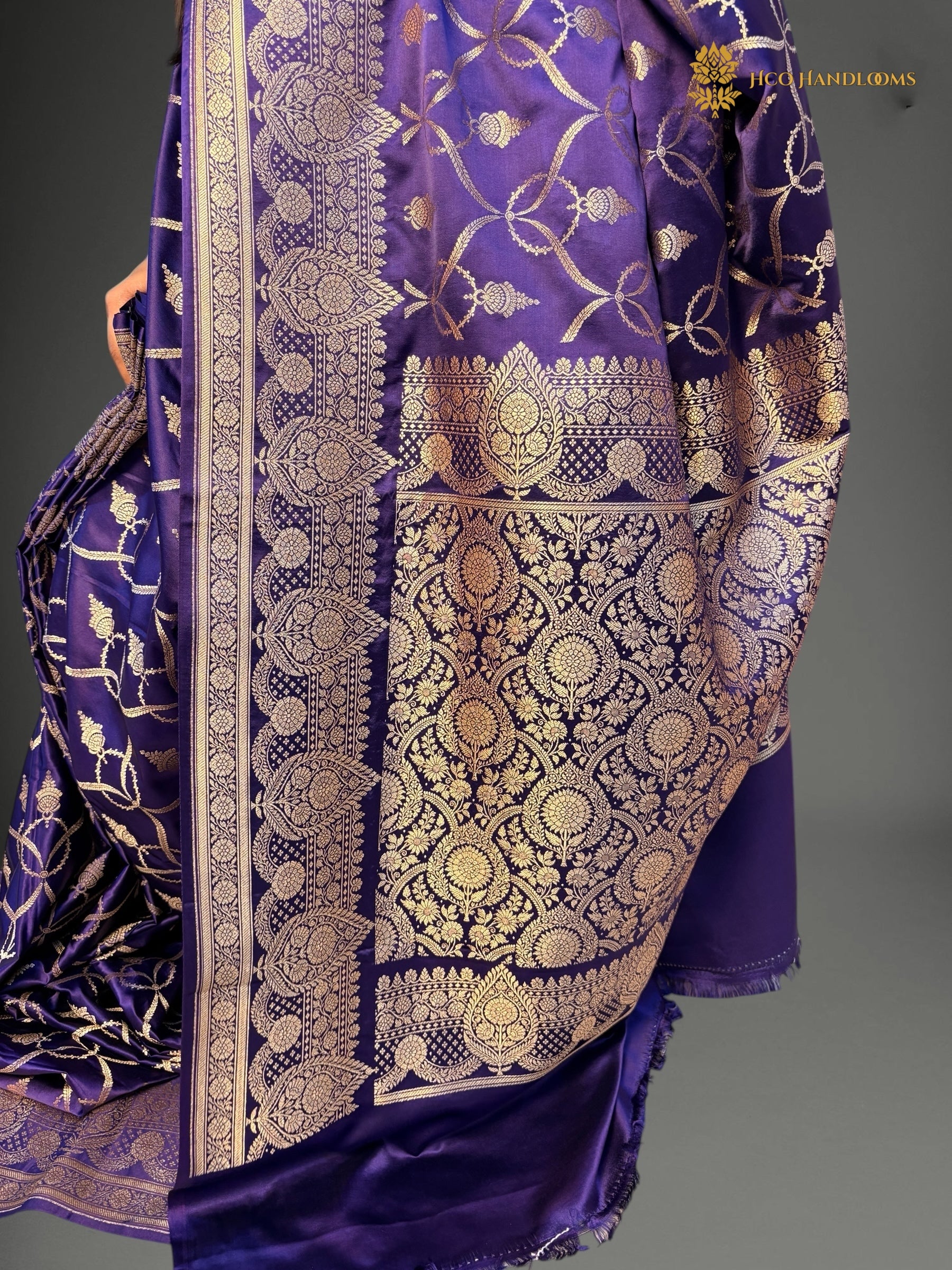 Premium Mashru Katan Silk Banarasi Saree - All Over Jaal Pattern