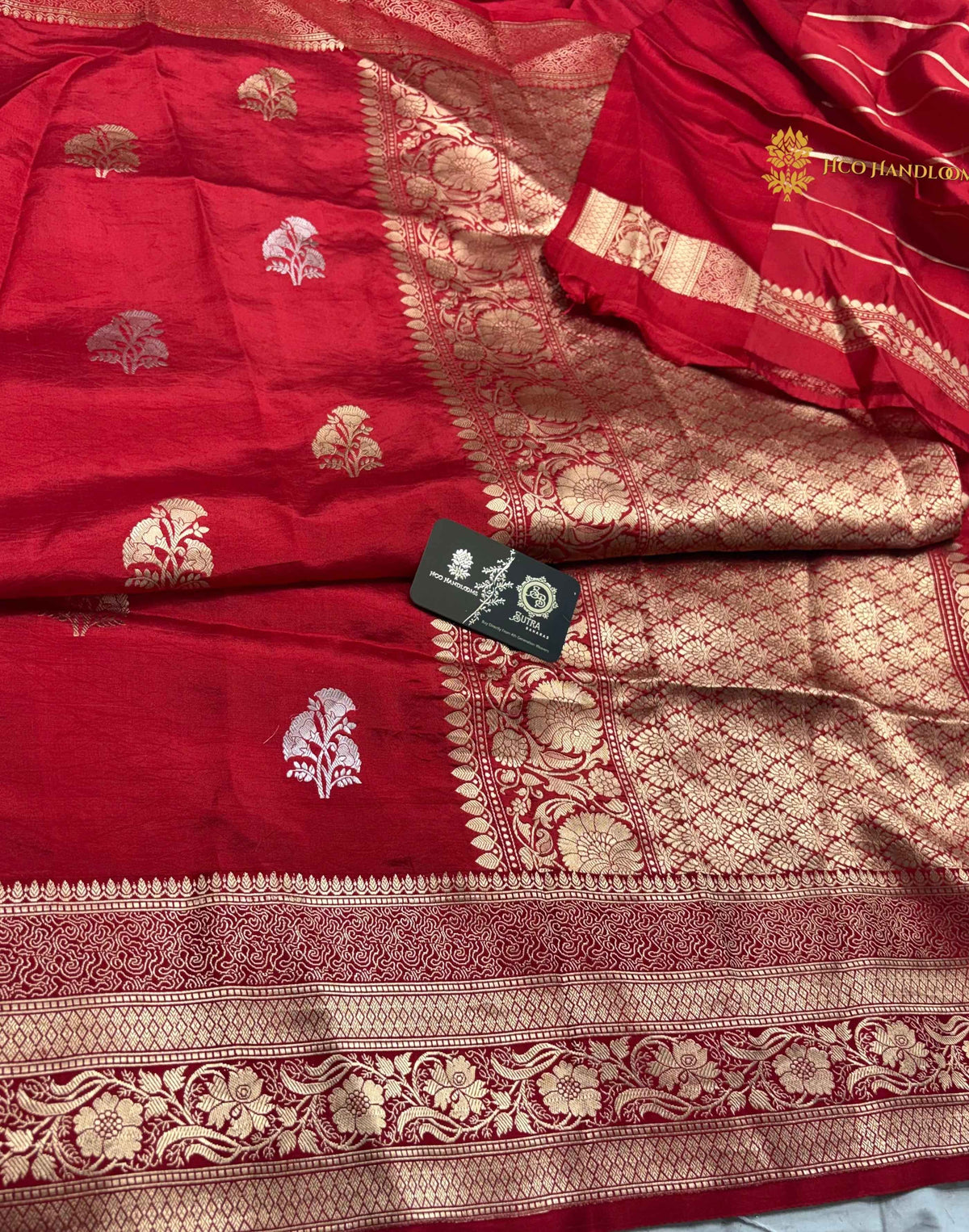 Red Pure Mango Katan Silk Handloom Banarasi Saree - All Over Motifs