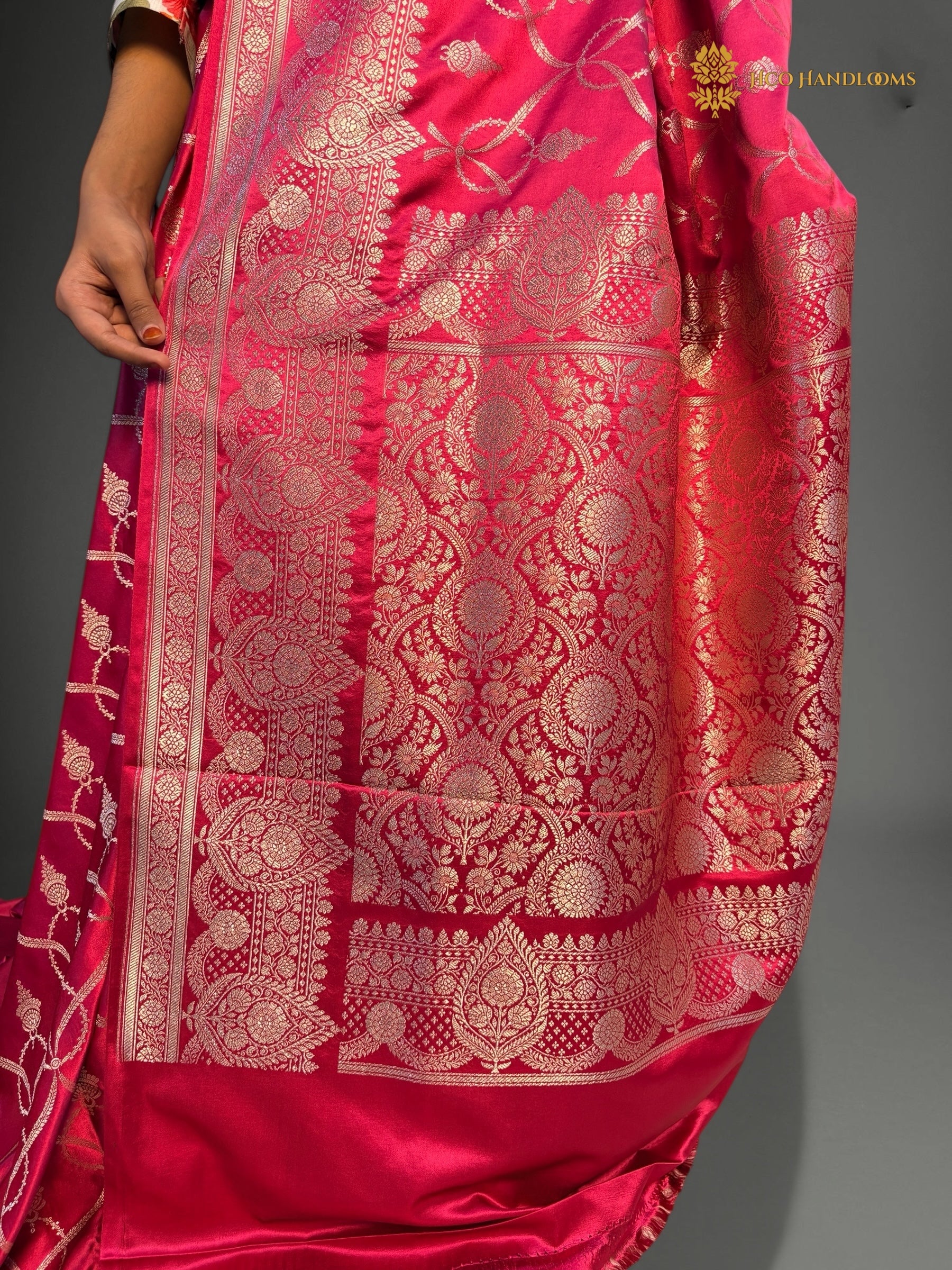 Premium Mashru Katan Silk Banarasi Saree - All Over Jaal Pattern