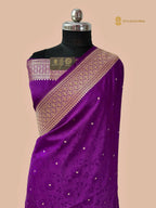 Regal Purple Premium Mashru Katan Silk Banarasi Saree - All Over Tanchui With Motifs