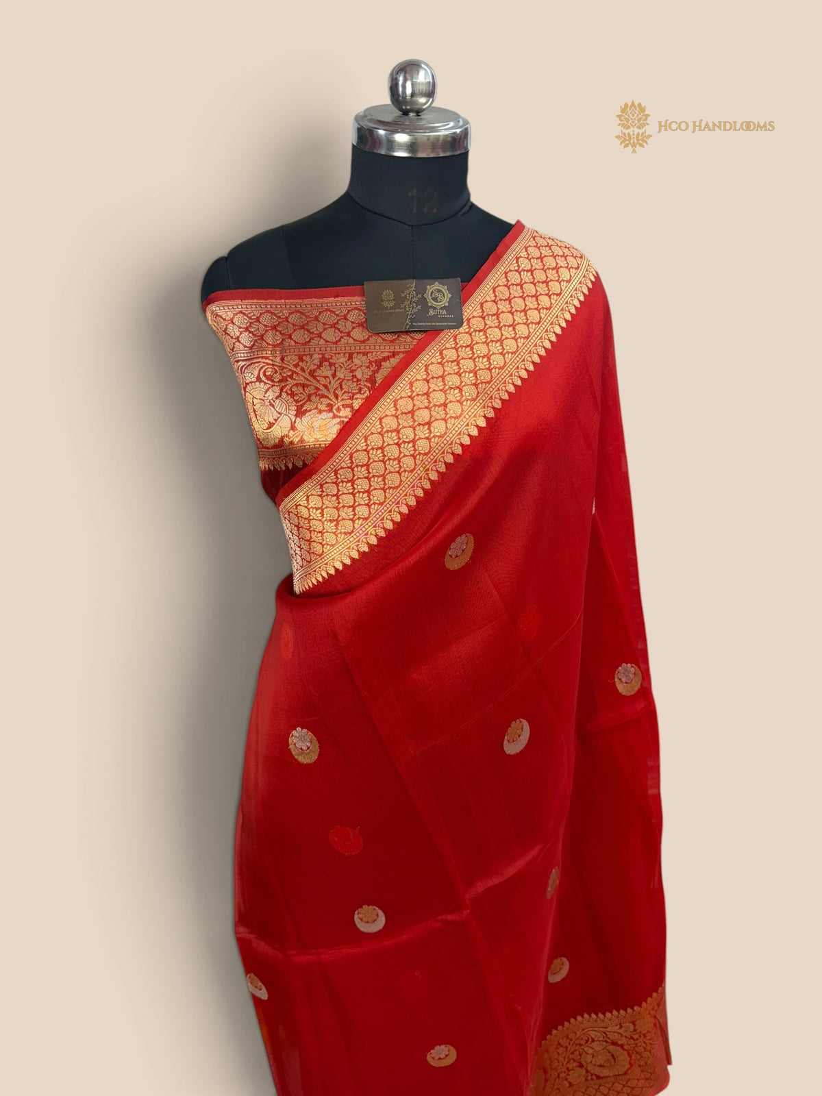 Pure Kora Silk Handloom Banarasi Saree - All Over Kadhua Chaand Tara Motifs