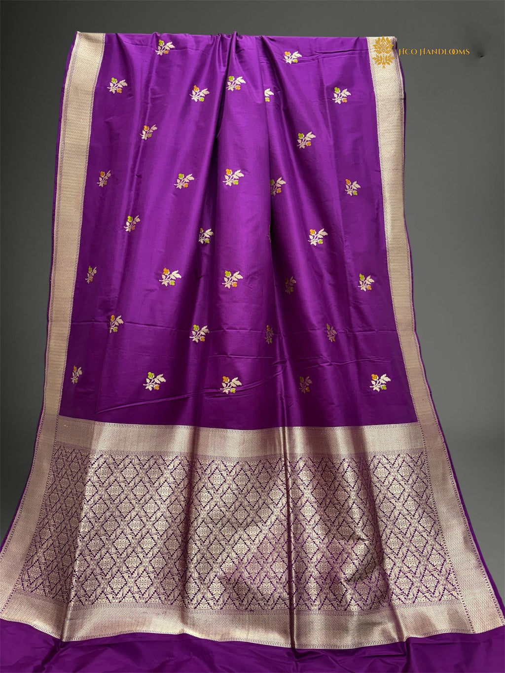 Regal Purple Pure Katan Silk Handloom Banarasi saree - All Over Kadhua Meenakari Motifs