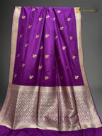 Regal Purple Pure Katan Silk Handloom Banarasi saree - All Over Kadhua Meenakari Motifs
