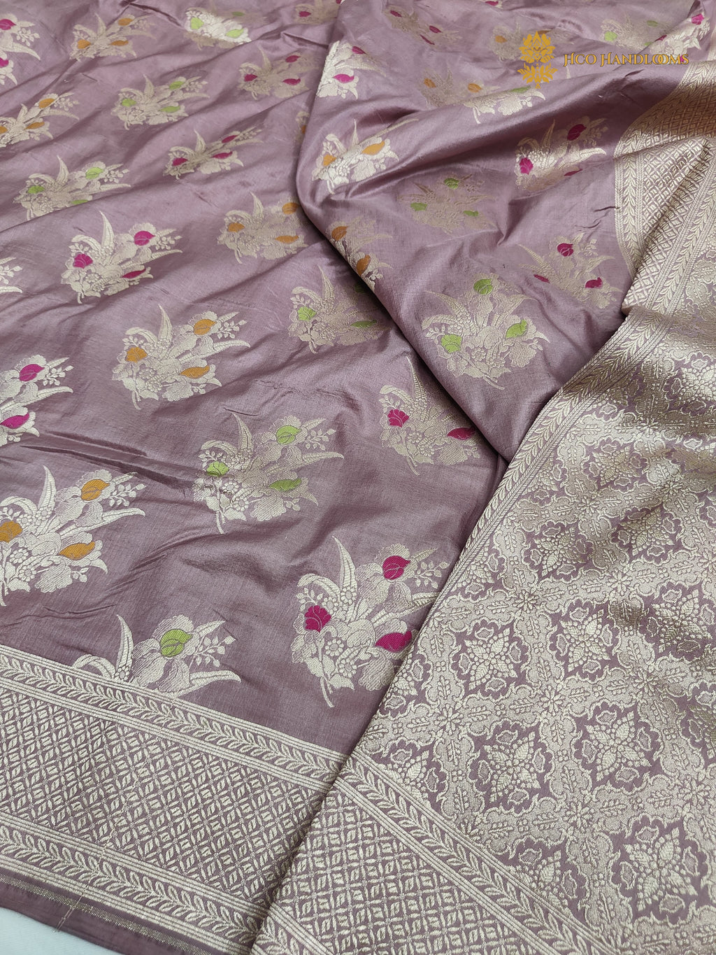 Light Pink Pure Katan Silk Handloom Banarasi Saree - All Over Meenakari Motifs