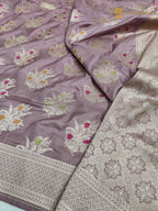 Light Pink Pure Katan Silk Handloom Banarasi Saree - All Over Meenakari Motifs