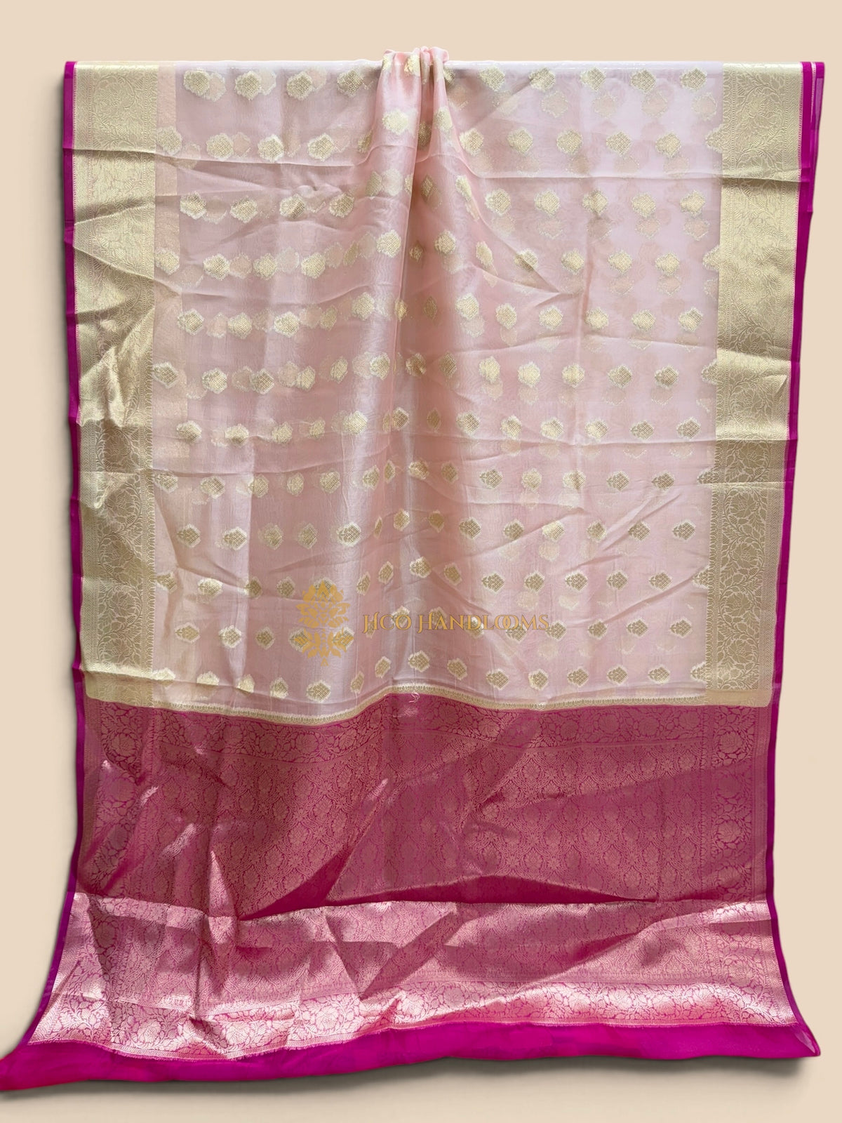 Pure Kora Silk Handloom Banarasi Saree - All Over Motifs