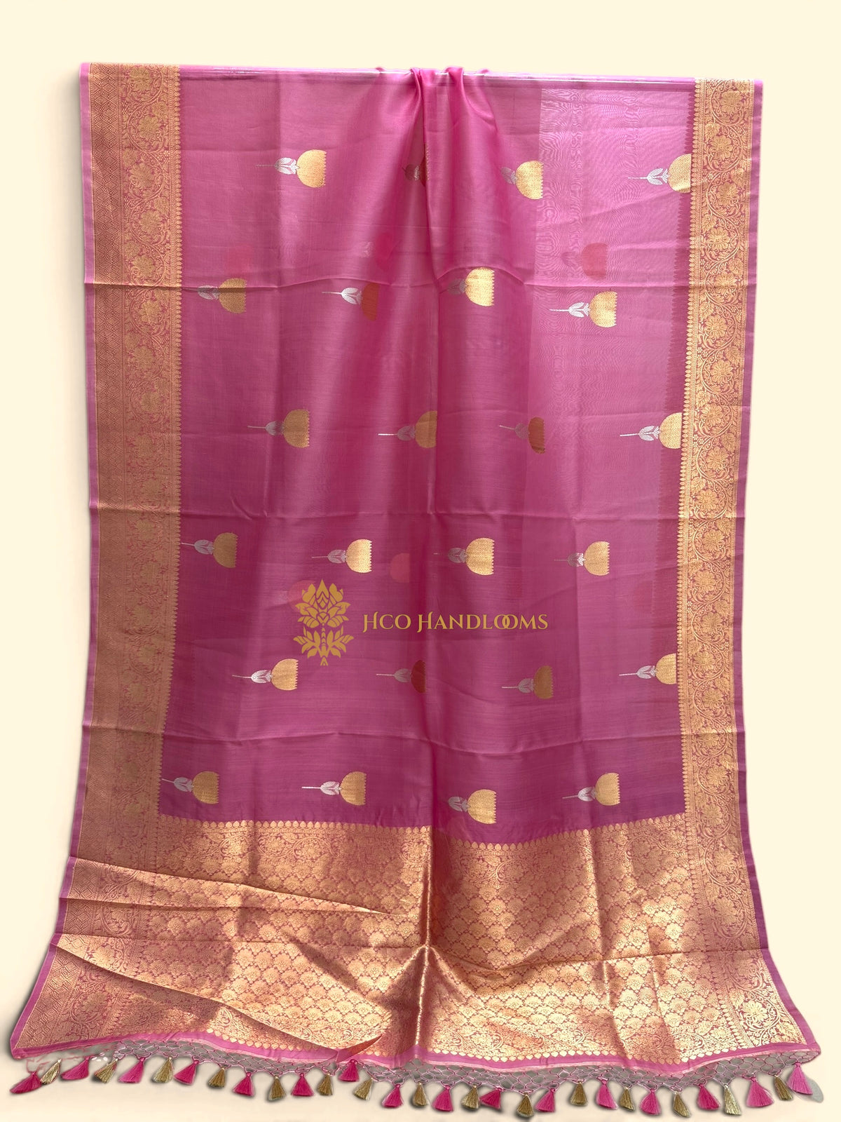 Pure Kora Silk Handloom Banarasi Saree - Meenakari Kadhua Motifs