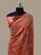 Orange Premium Mashru Katan Silk Banarasi Saree - All Over Jangla Design