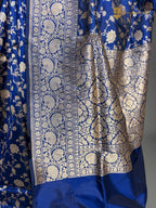 Pure Katan Silk Handloom Banarasi Saree - All Over Floral Jangla