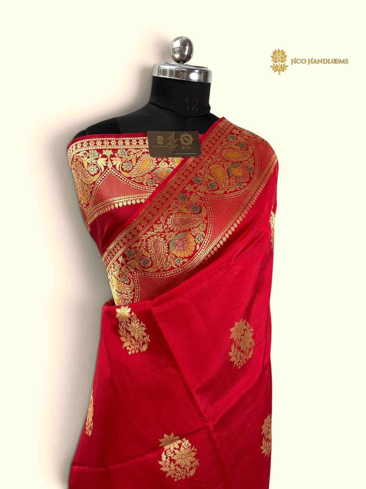 Red Pure Mango Katan Silk Handloom Banarasi Saree - All Over Motifs