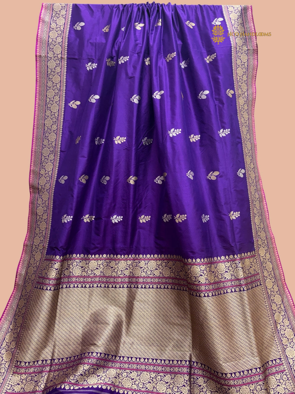 Regal Purple Pure Katan Silk Handloom Banarasi Saree - All Over Kadua Motifs