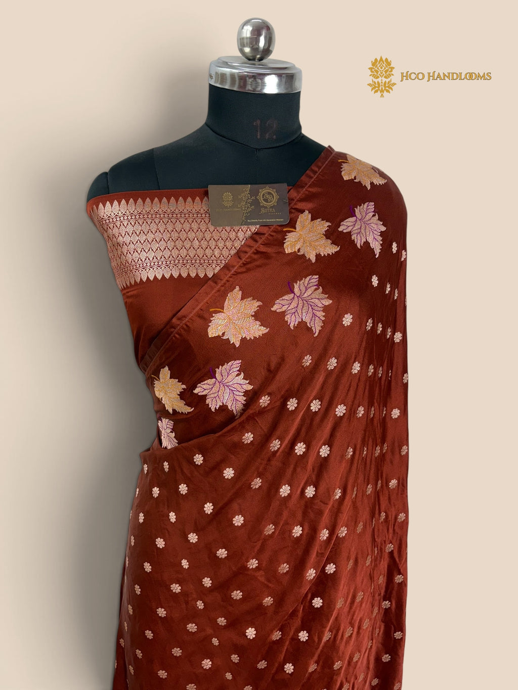 Premium Mashru Katan Silk Banarasi Saree With Floral Motifs