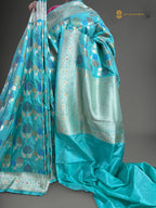 Regal Pure Katan Silk Handloom Banarasi Saree - All Over Floral Jangla With Meenakari