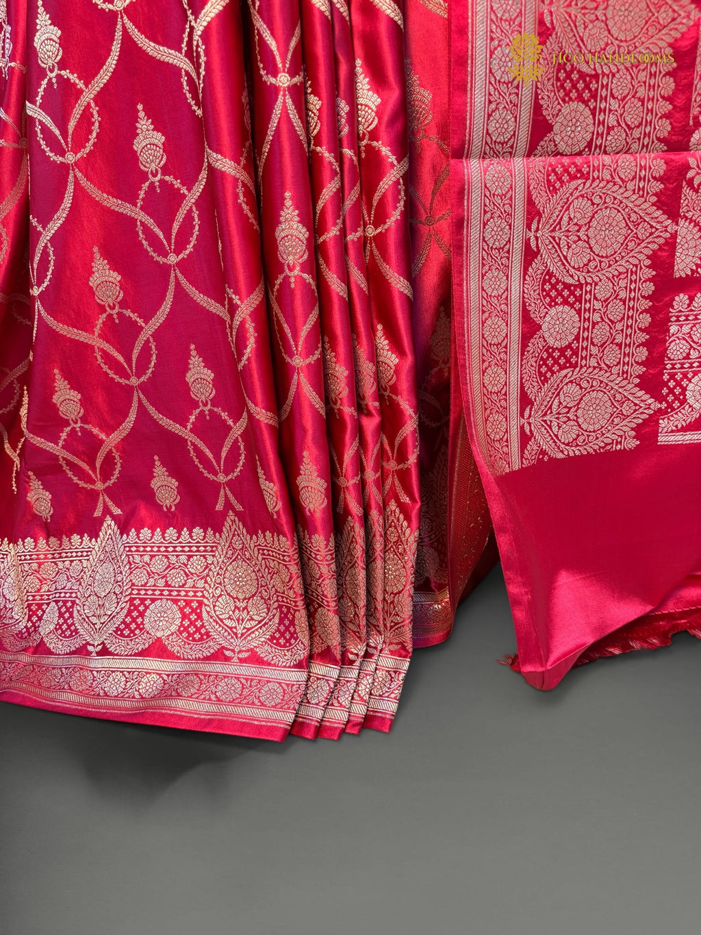 Premium Mashru Katan Silk Banarasi Saree - All Over Jaal Pattern