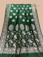Regal Green Premium Mashru Katan Silk Banarasi Saree - All Over Motifs