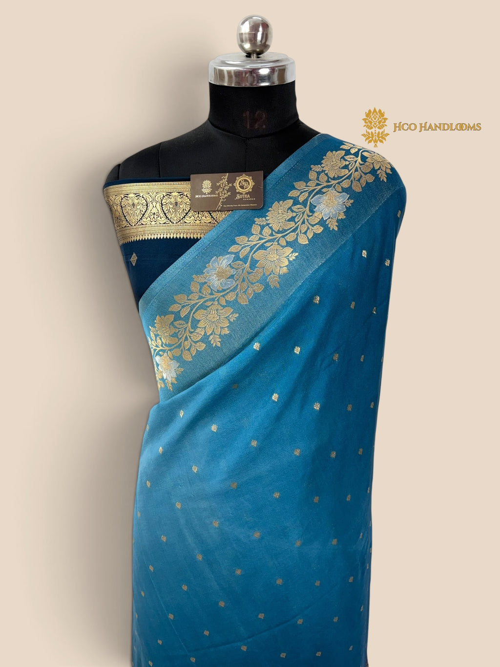 Blue Gradient Premium Soft Silk Banarasi Saree - All Over Motifs