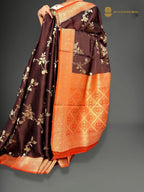 Premium Mashru Crepe Silk Banarasi Saree - All Over Jangla