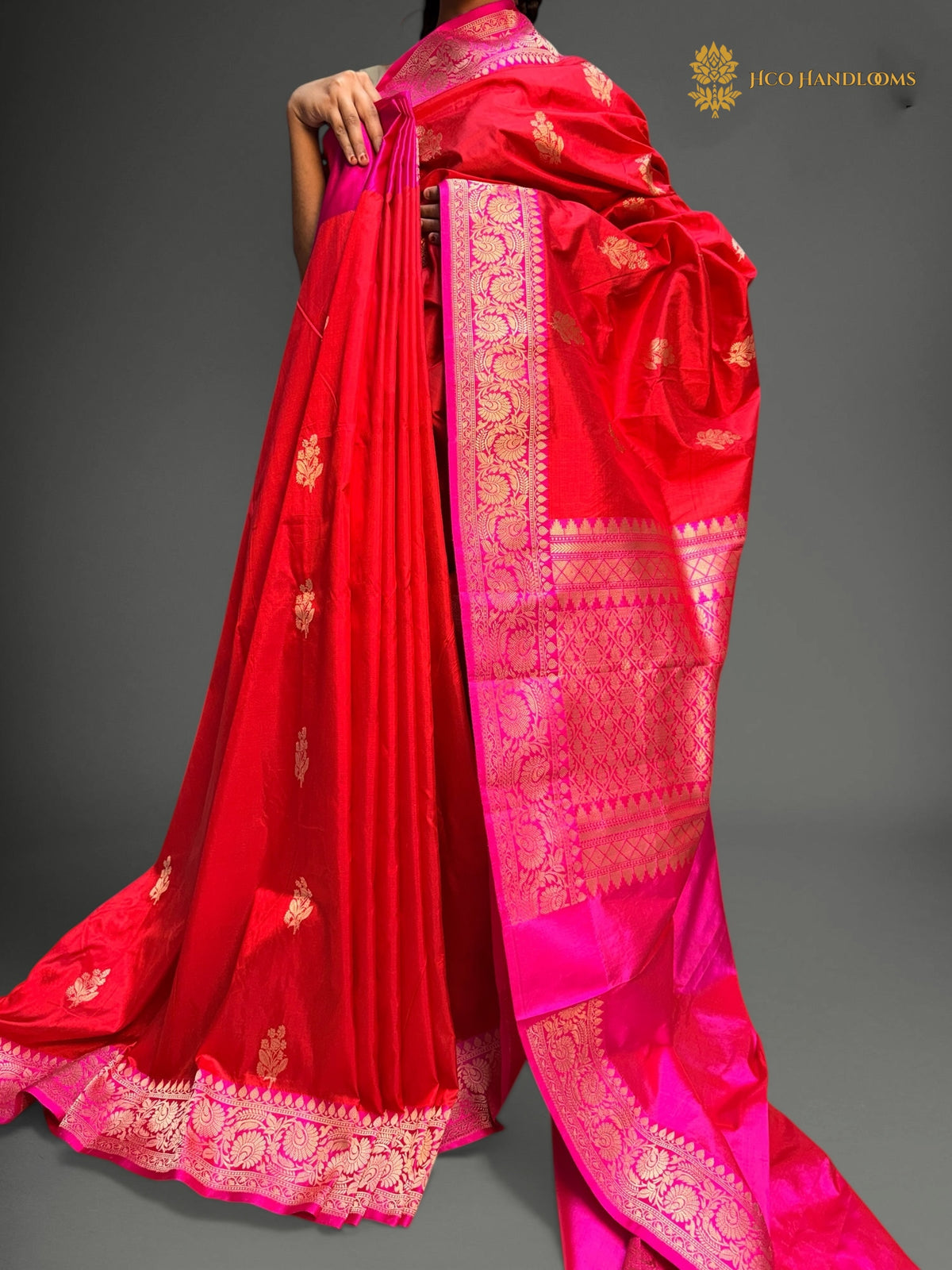 Pure Mango Katan Silk Handloom Banarasi Saree - All Over Kadhua Motifs