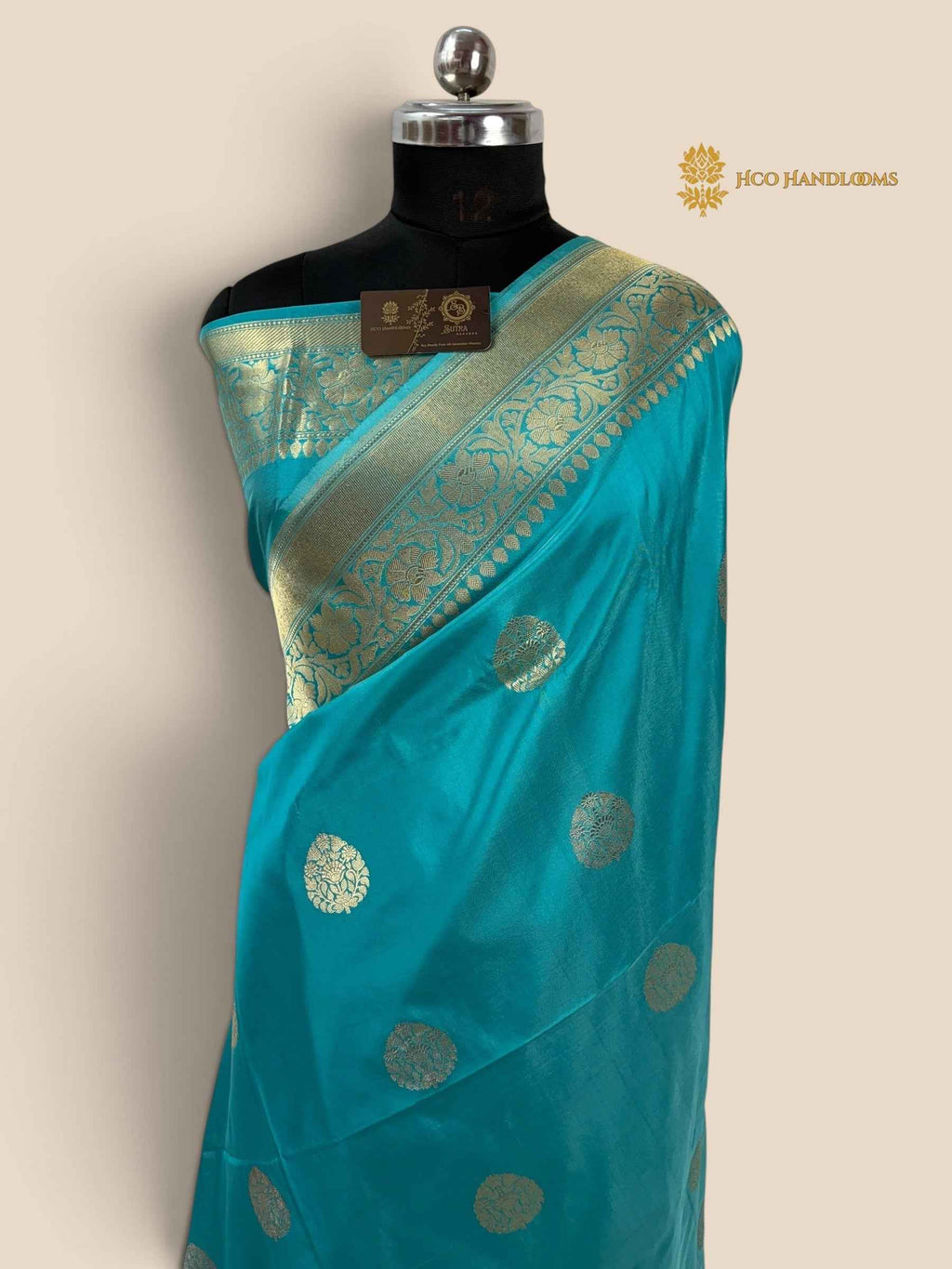 Light Blue Pure Katan Silk Handloom banarasi saree - All Over Kadhua Motifs