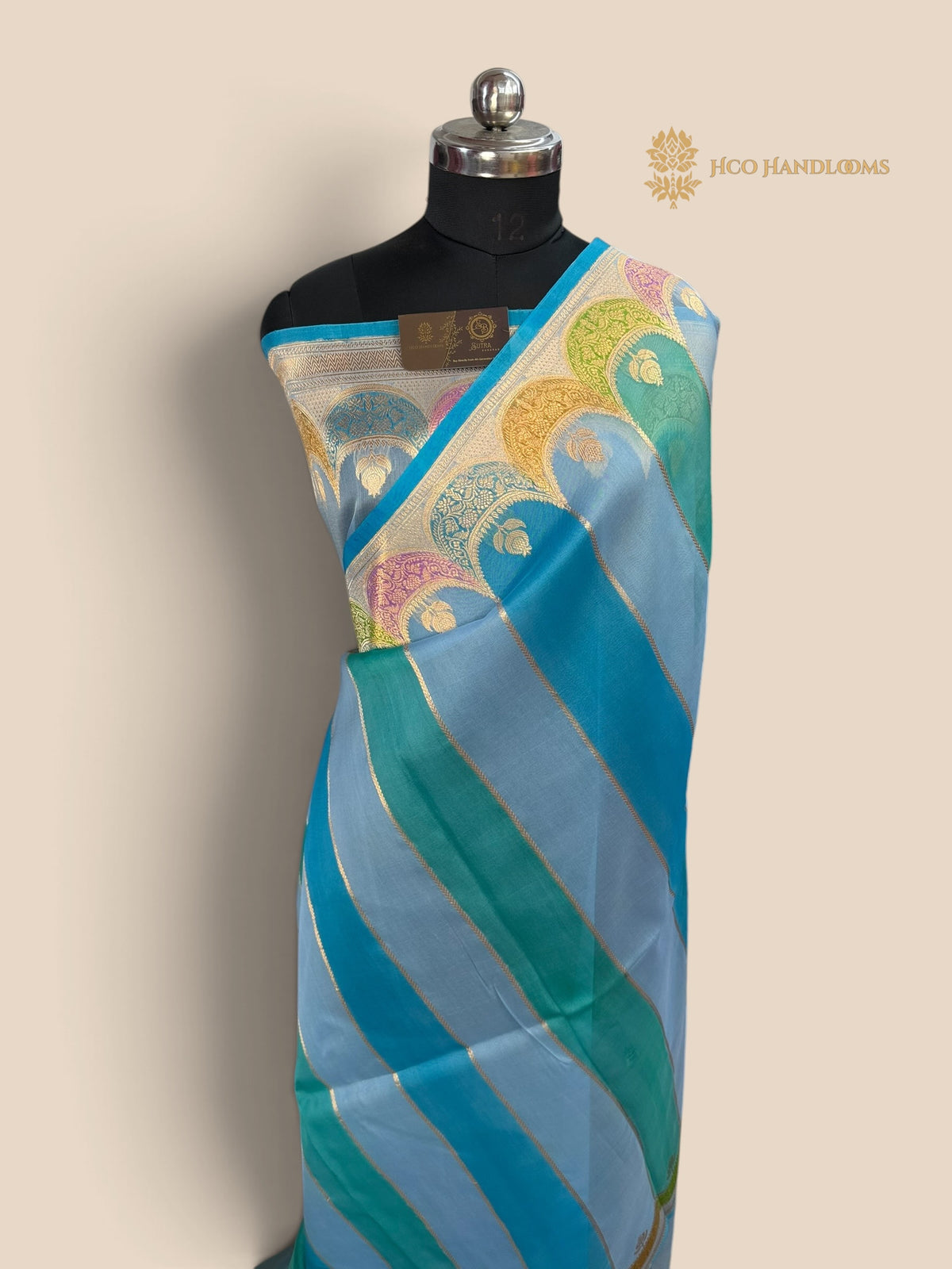 Blue Rangkat Pure Kora Silk Handloom Banarasi Saree
