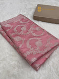 Pink Premium Mashru Katan Silk Banarasi Saree - All Over Jaal