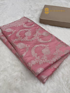 Pink Premium Mashru Katan Silk Banarasi Saree - All Over Jaal