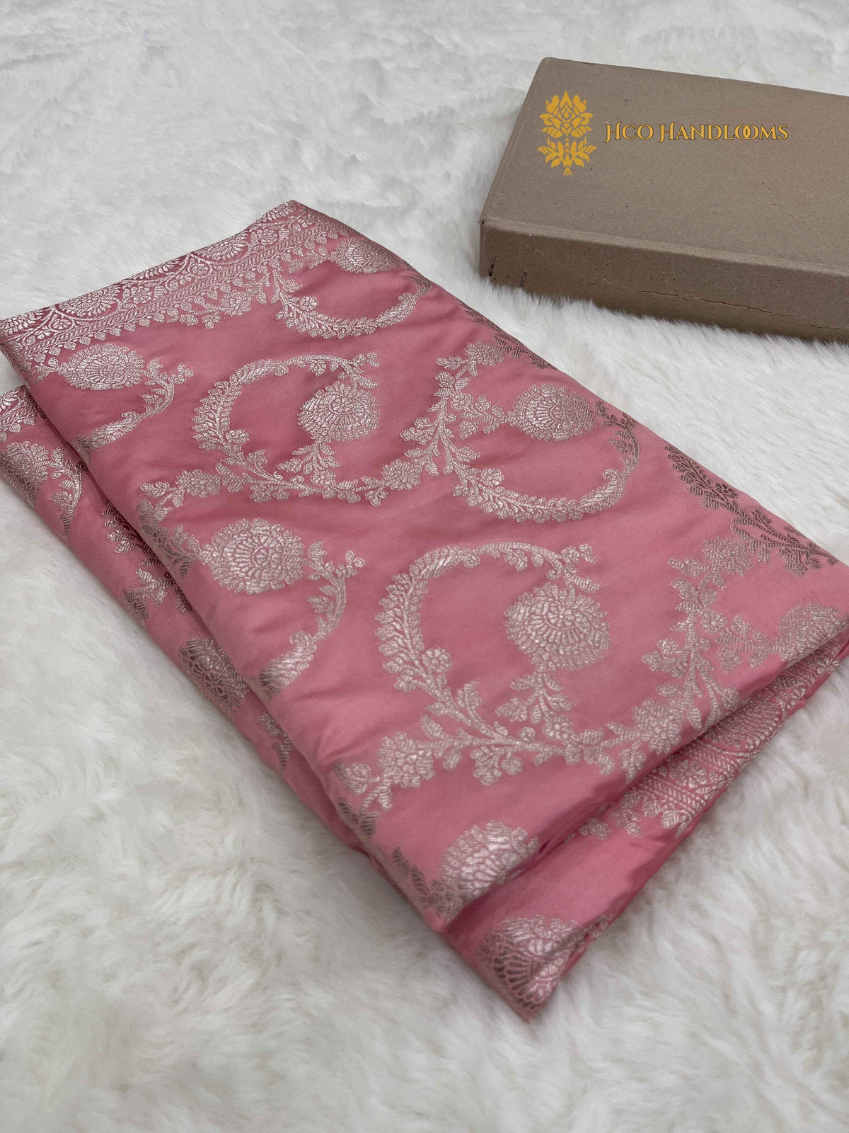 Pink Premium Mashru Katan Silk Banarasi Saree - All Over Jaal