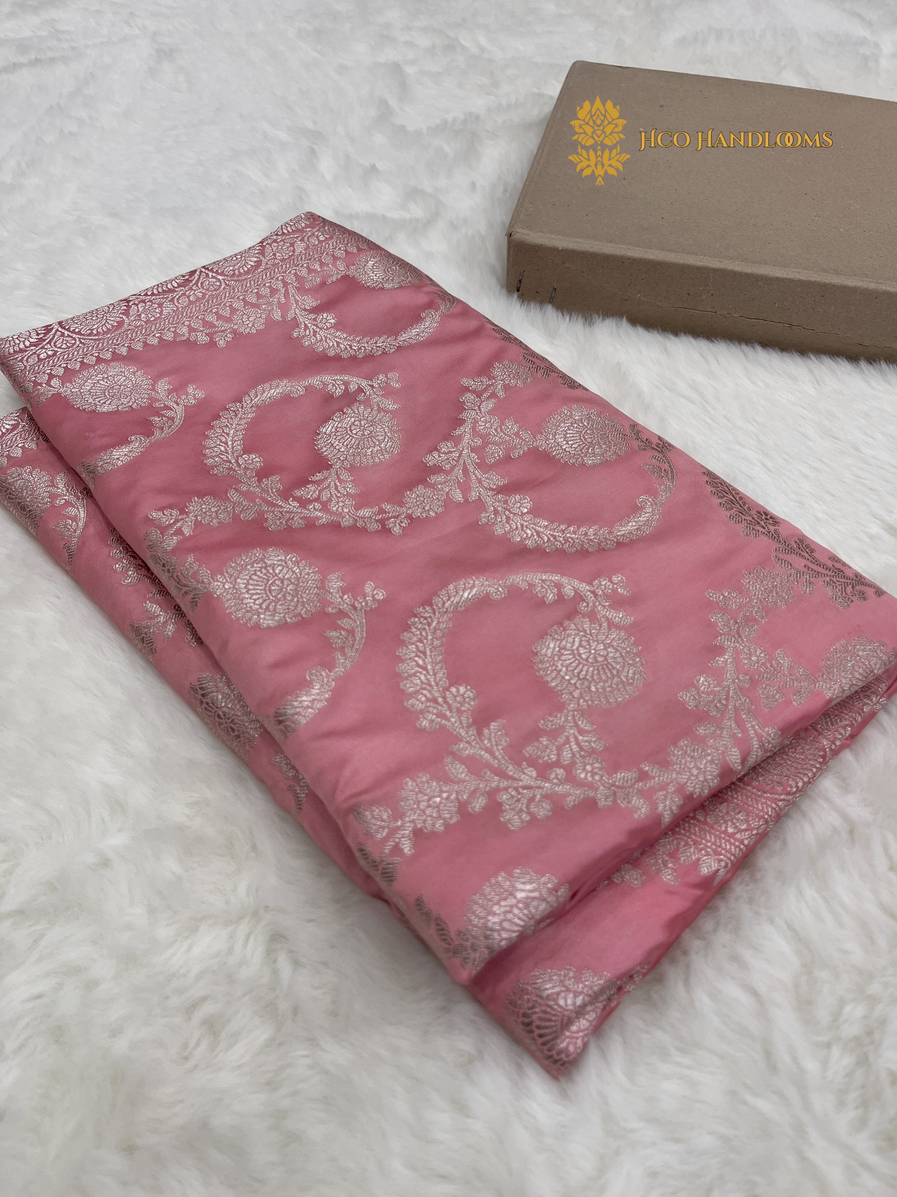 Pink Premium Mashru Katan Silk Banarasi Saree - All Over Jaal