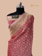 Pink Premium Mashru Katan Silk Tanchui Brocade Banarasi Saree
