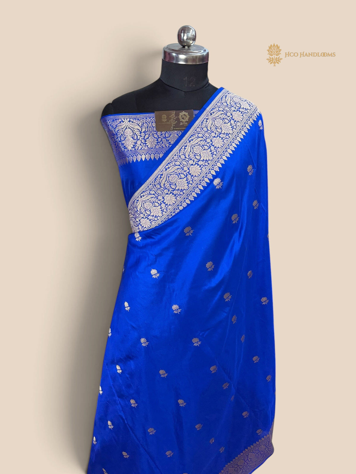 Regal Royal Blue Pure Katan Silk Handloom Banarasi Saree - All Over Kadhua Motifs