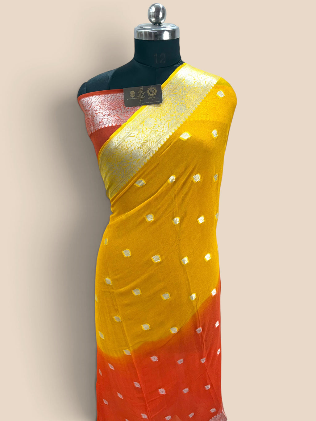 Ombre Pure Khaddi Chiffon Silk Banarasi - All Over Small Motifs