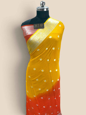 Ombre Pure Khaddi Chiffon Silk Banarasi - All Over Small Motifs