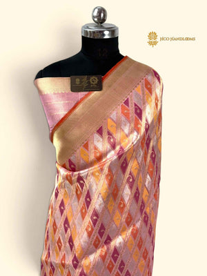 Pure Kora Tissue Rangkat Handloom Banarasi Saree - All Over Jaal Work