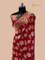 Regal Red Pure Katan Silk Handloom Banarasi Saree - All Over Multi Kadua Motifs