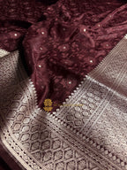 Premium Mashru Katan Silk Banarasi Saree With Tanchui Brocade Floral Motifs