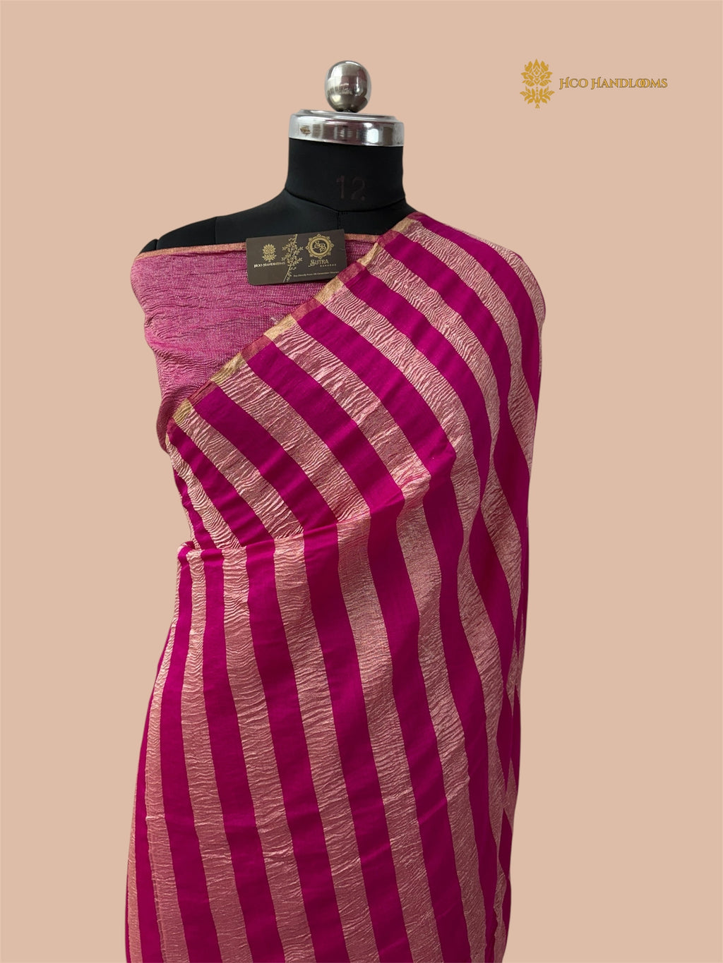 Pure Moonga Crush Tissue Silk Handloom Banarasi Saree