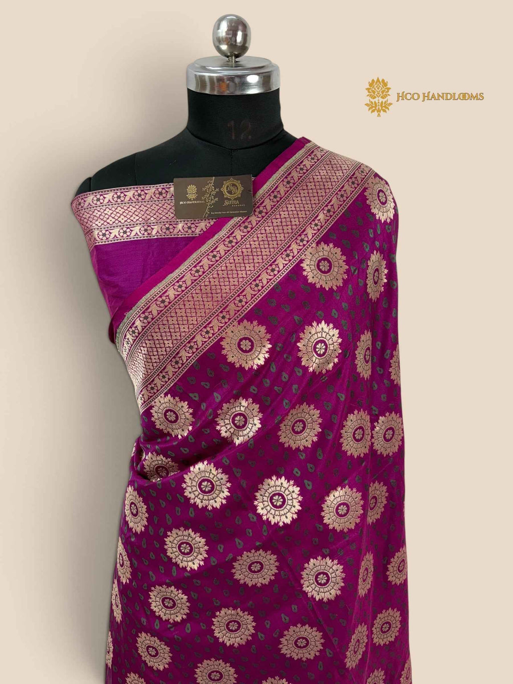 Regal Purple Pure Katan Silk Handloom Banarasi Saree - All Over Tanchui Motifs