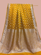 Regal Yellow Premium Mashru Katan Silk Banarasi Saree - All Over Floral Motifs