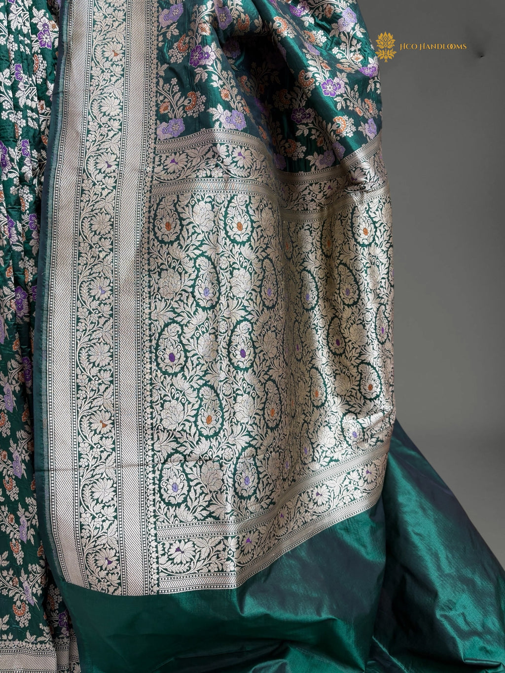 Regal Pure Katan Silk Handloom Banarasi Saree - All Over Jaal Work With Meenakari