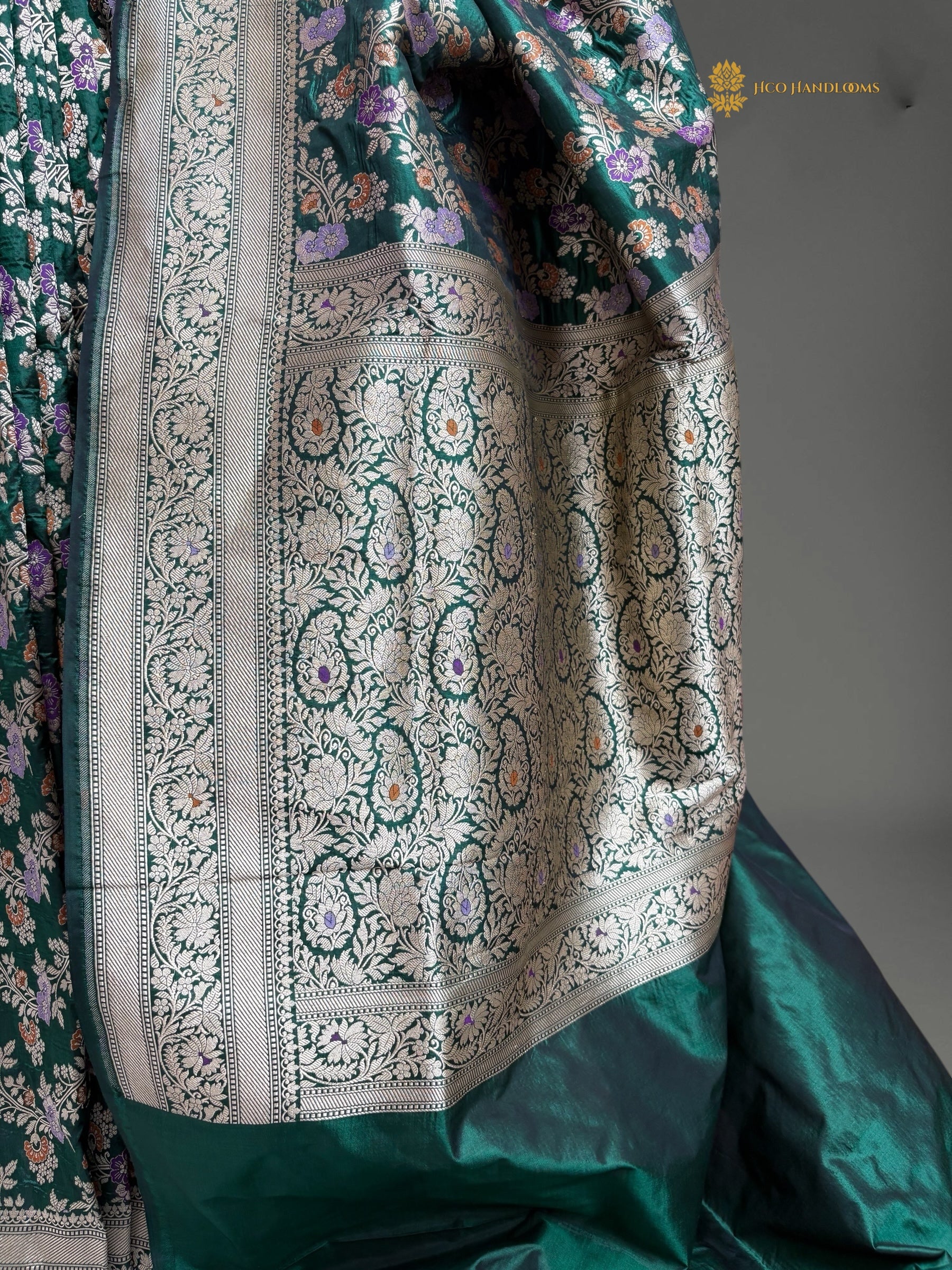 Regal Pure Katan Silk Handloom Banarasi Saree - All Over Jaal Work With Meenakari