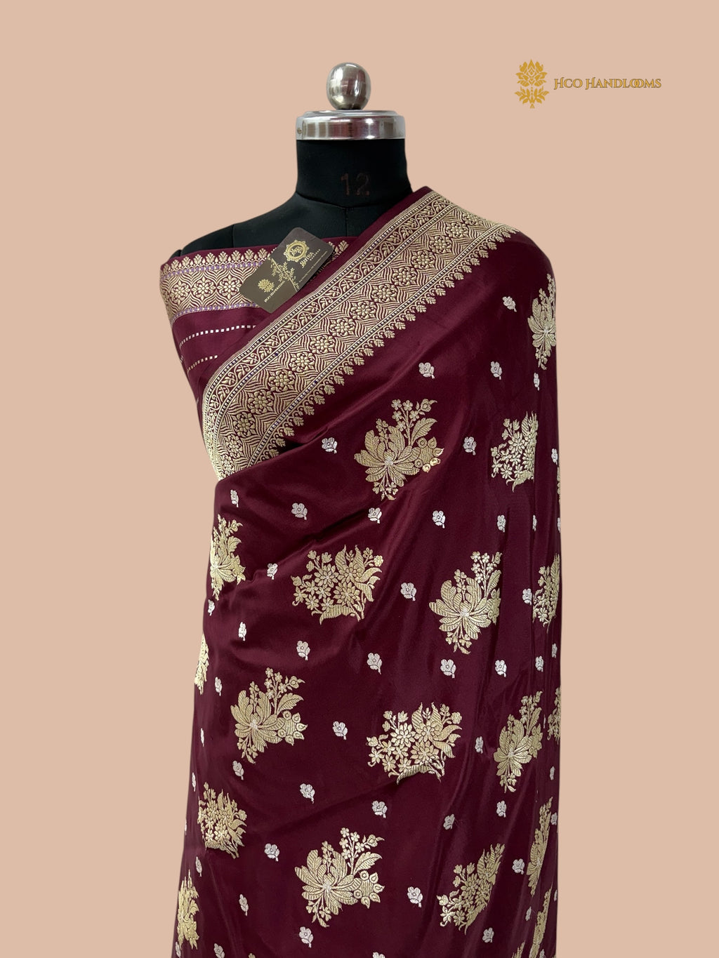 Regal Wine Pure Katan Silk Handloom Banarasi Saree - All Over Meenakari Kadhua Motifs