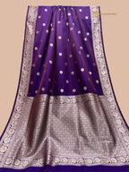 Purple Premium Mashru Katan Silk Banarasi Saree - All Over Chand Tara Design